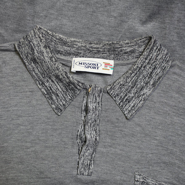 Missoni Sport Grey Pocket Polo Shirt circa 1980's