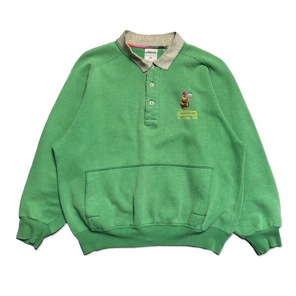 Best Company Green Golfing 1/4 Button Sweatshirt circa 1980's