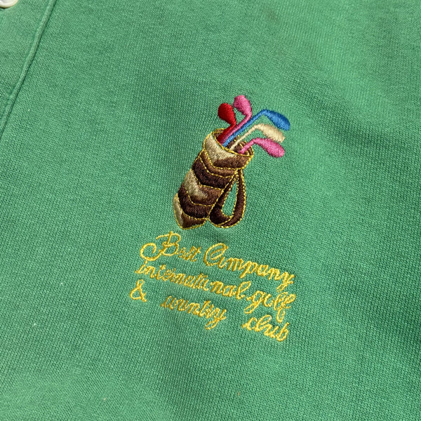 Best Company Green Golfing 1/4 Button Sweatshirt circa 1980's