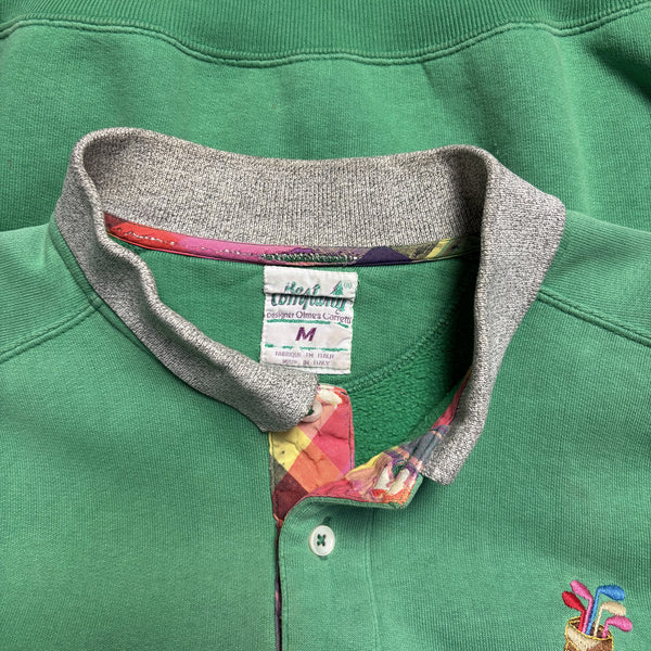 Best Company Green Golfing 1/4 Button Sweatshirt circa 1980's