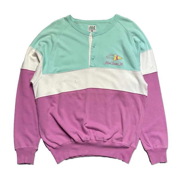 Best Company Royal Cruiser Henley Collared Sweatshirt circa 1980's