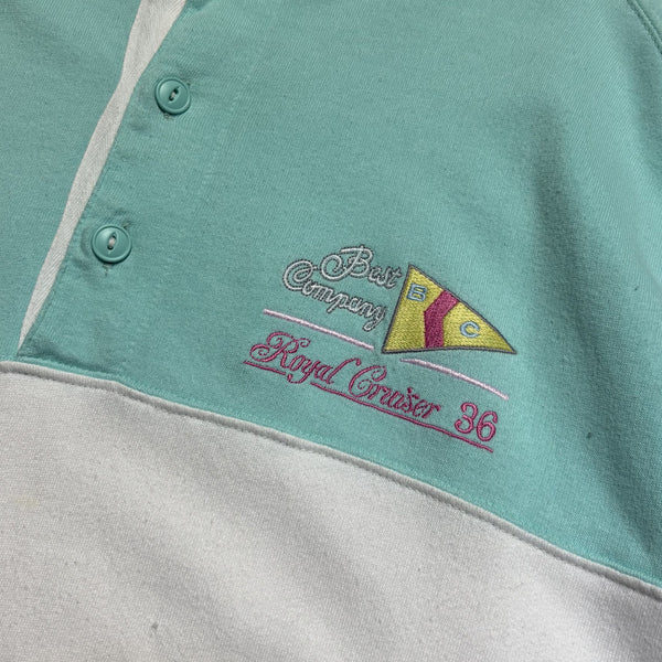 Best Company Royal Cruiser Henley Collared Sweatshirt circa 1980's
