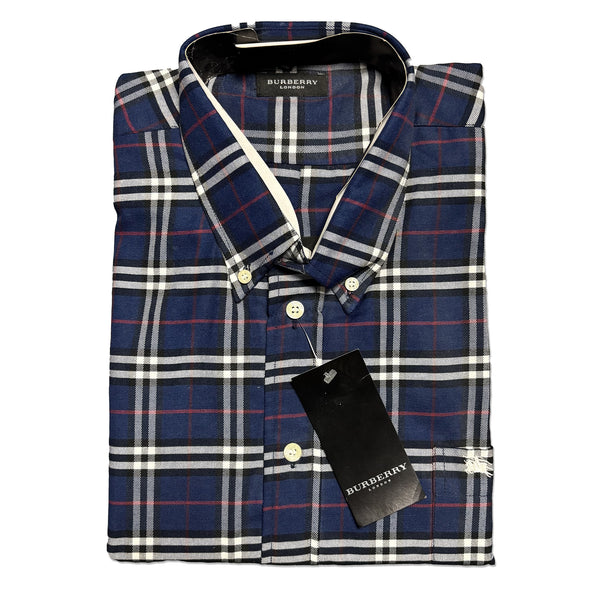 Deadstock Vintage Burberrys Nova Check Navy Shirt circa 1990's