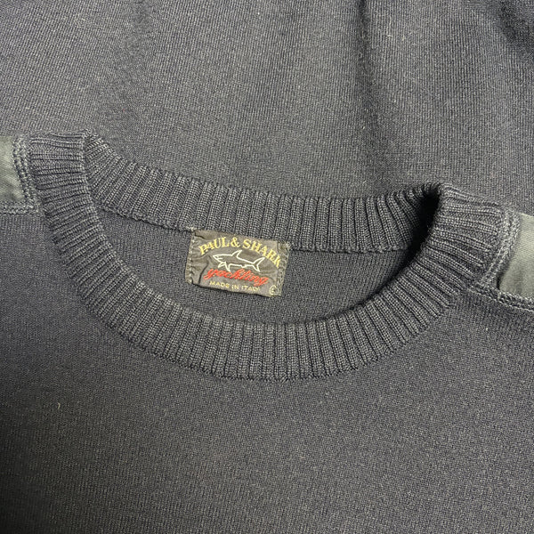 Vintage Paul & Shark Yachting Embroidered Branding Navy Sweatshirt circa 1990's