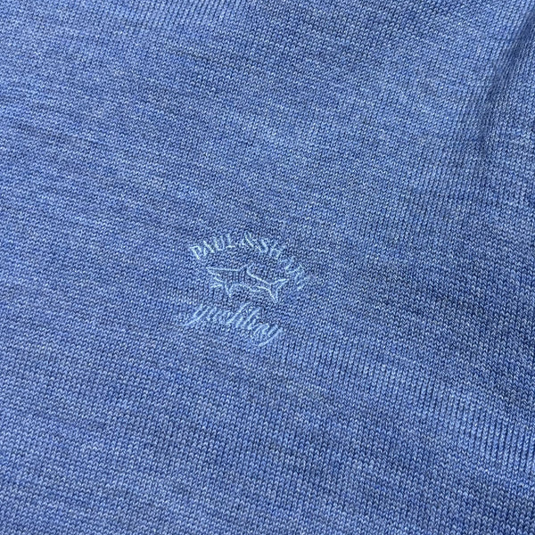 Vintage Paul & Shark Yachting Embroidered Branding Blue V Neck Sweatshirt circa 2000's