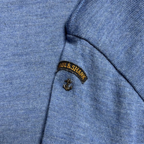 Vintage Paul & Shark Yachting Embroidered Branding Blue V Neck Sweatshirt circa 2000's
