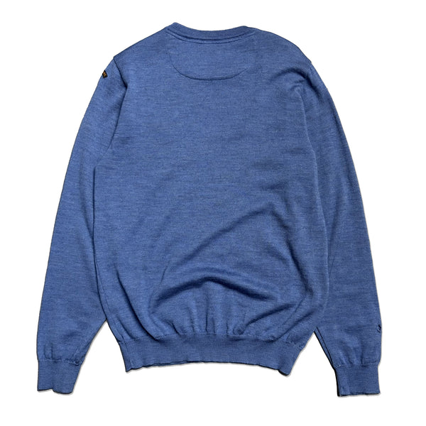 Vintage Paul & Shark Yachting Embroidered Branding Blue V Neck Sweatshirt circa 2000's