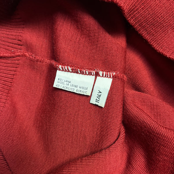 Vintage Paul & Shark Yachting Embroidered Branding Red V Neck Sweatshirt circa 1990's