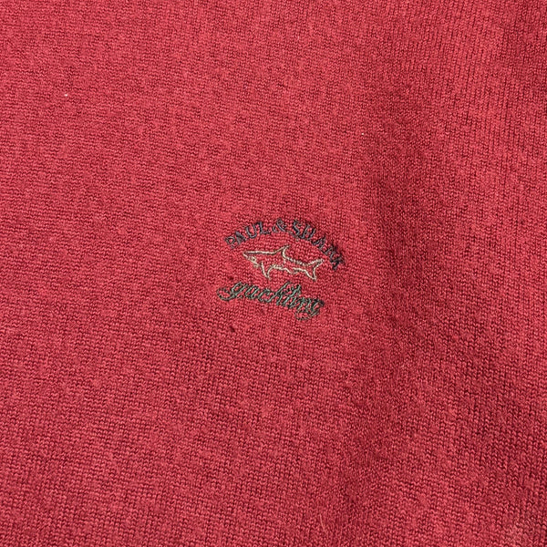 Vintage Paul & Shark Yachting Embroidered Branding Burgundy Crewneck Sweatshirt circa 1990's