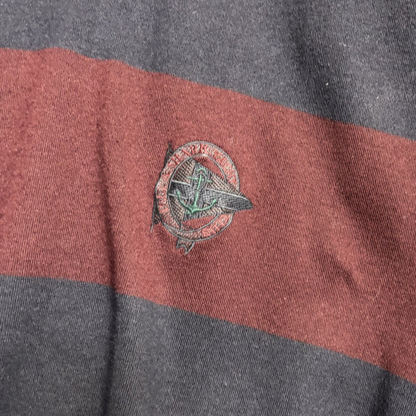 Vintage Paul & Shark Yachting Embroidered Branding Striped Crewneck Sweatshirt circa 1990's