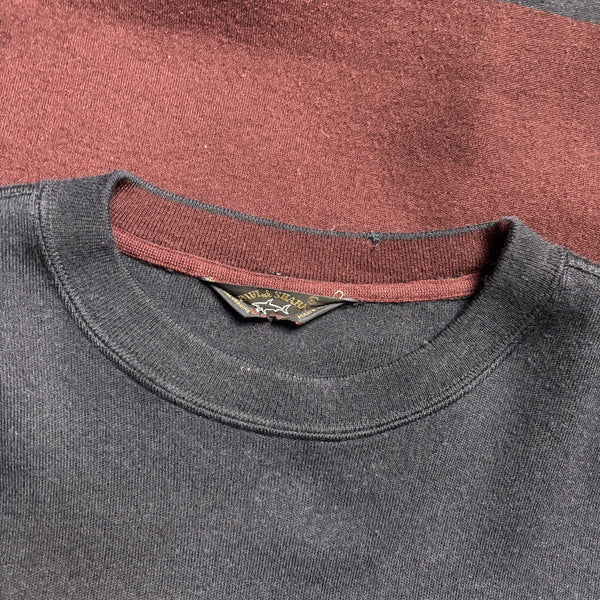Vintage Paul & Shark Yachting Embroidered Branding Striped Crewneck Sweatshirt circa 1990's