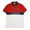 Lacoste Navy, Red and White Script Polo Shirt circa 2000's