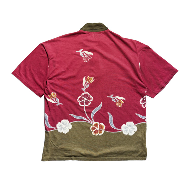 CP Company Ideas From Massimo Osti Floral Print Pink Polo Shirt circa 1980's