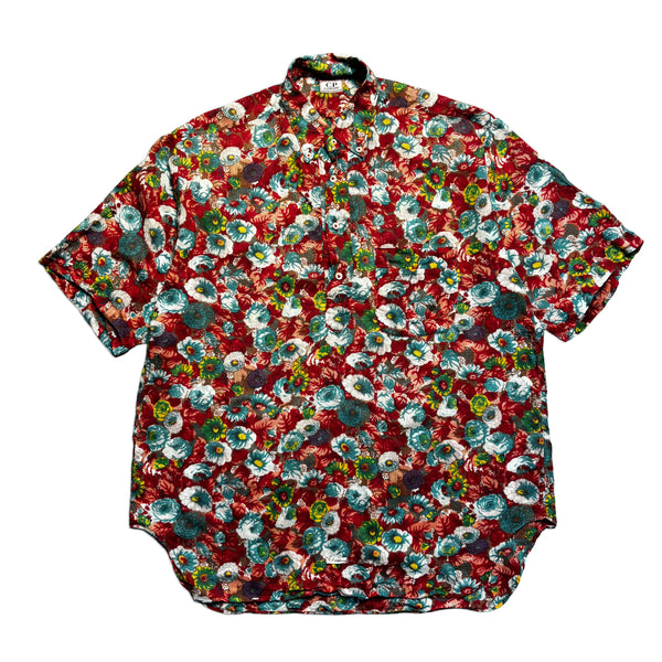 CP Company Ideas From Massimo Osti Floral Print Red Shirt circa 1980's