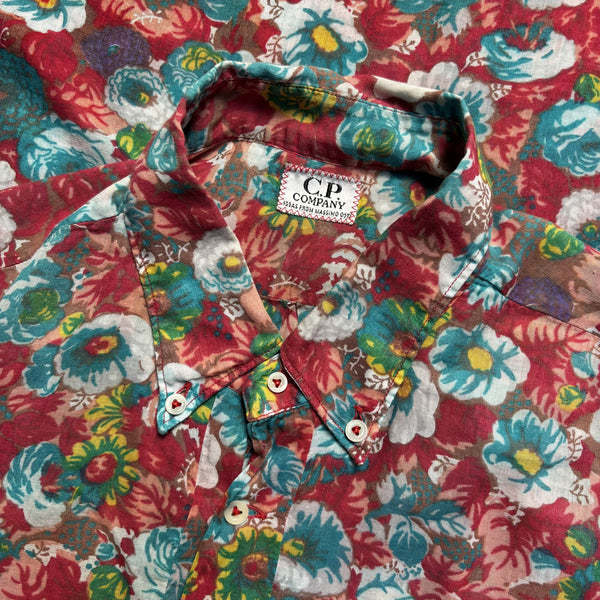 CP Company Ideas From Massimo Osti Floral Print Red Shirt circa 1980's
