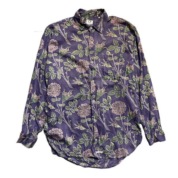 CP Company Ideas From Massimo Osti Floral Print Purple Shirt circa 1980's