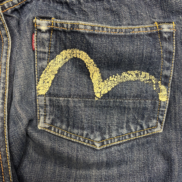 Vintage Evisu Made In Japan White Painted Gull Denim Jeans circa 1990's