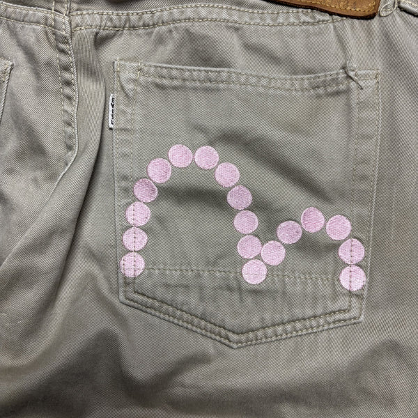 Vintage Evisu Fairway Made In Japan Tan Embroidered Jeans circa 1990s