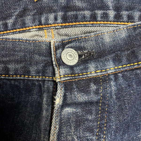 Vintage Evisu Made In Japan Black & White Painted Gull Denim Jeans circa 1990's