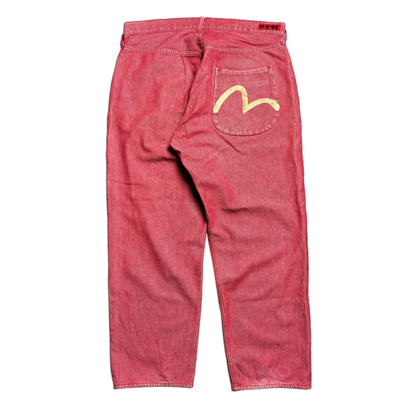 Evisu Single Pocket Light Red Denim Jeans circa 2000's