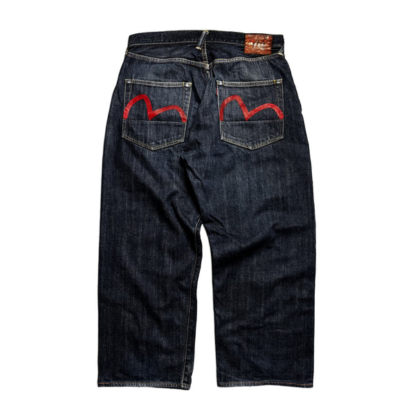 Vintage Evisu Made In Japan Red Gull Denim Jeans circa 1990's