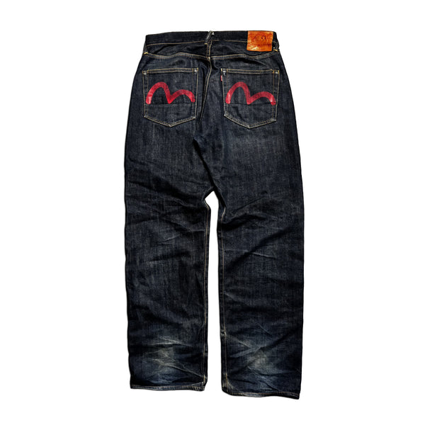 Vintage Evisu Made In Japan Red Gull Denim Jeans circa 1990's