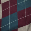 Vintage Chemise Lacoste Burgundy V-Neck Pattern Knit Jumper circa 1980's
