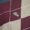 Vintage Chemise Lacoste Burgundy V-Neck Pattern Knit Jumper circa 1980's