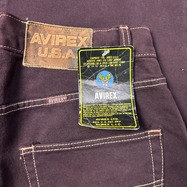 Vintage Avirex U.S.A. Blue Baggy Burgundy Jeans circa 1990's