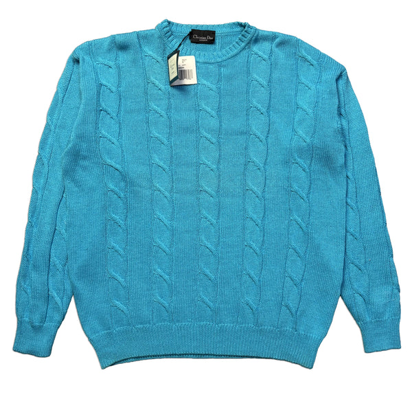 Christian Dior Monsieur Electric Blue Cable Jumper circa 1980's