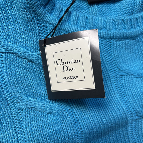 Christian Dior Monsieur Electric Blue Cable Jumper circa 1980's