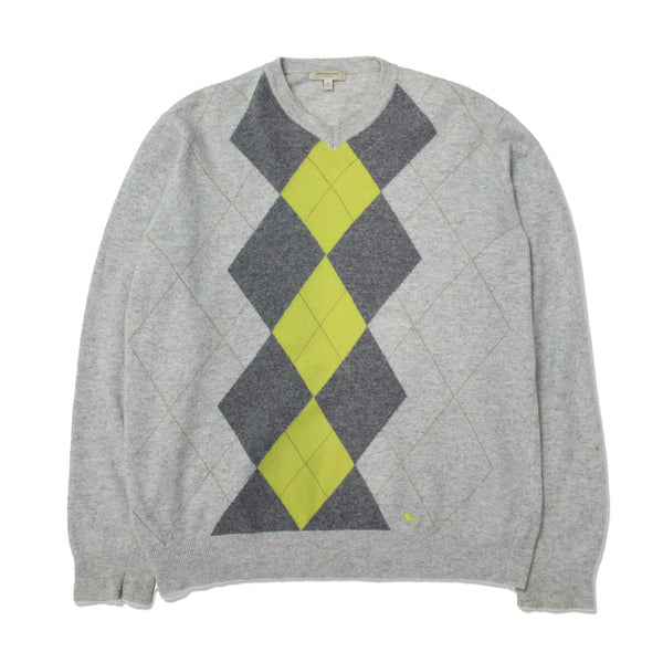 Vintage Burberry London Argyle V Neck Knit circa 2000's