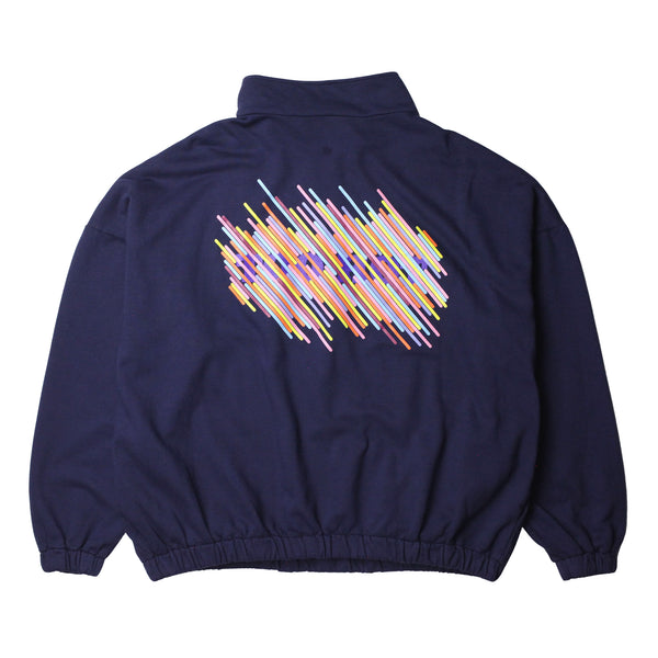 TOO HOT Stripes Navy Garment Dyed 1/2 Zip Sweatshirt