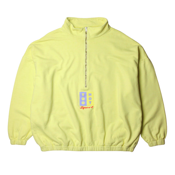 TOO HOT Stripes Yellow Garment Dyed 1/2 Zip Sweatshirt