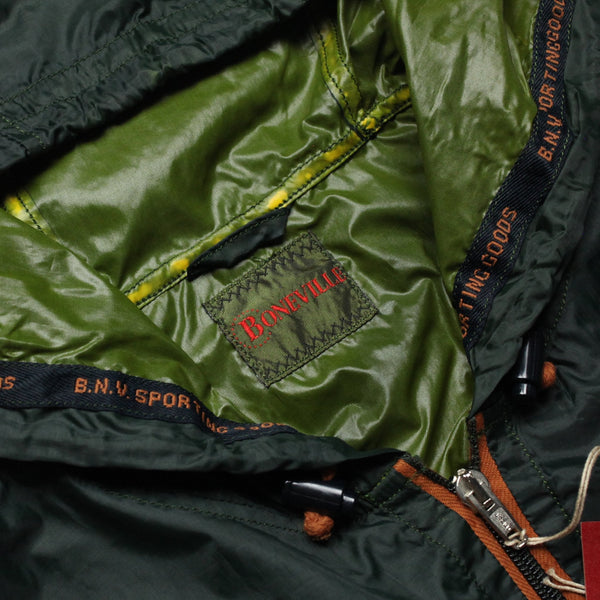 Boneville Green Embroidered Zip Up Windbreaker Jacket circa 1990's