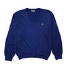 Chemise Lacoste Blue V Neck Fine Knit Sweatshirt circa 1980's