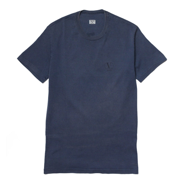 Valentino Printed Logo Navy T-Shirt circa 1980's