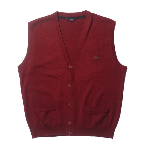 Paul & Shark Yachting Burgundy Fine Knit Vest circa 1990's