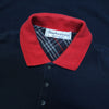 Burberrys Of London Navy Nova Check Collar Polo Shirt circa 1980's