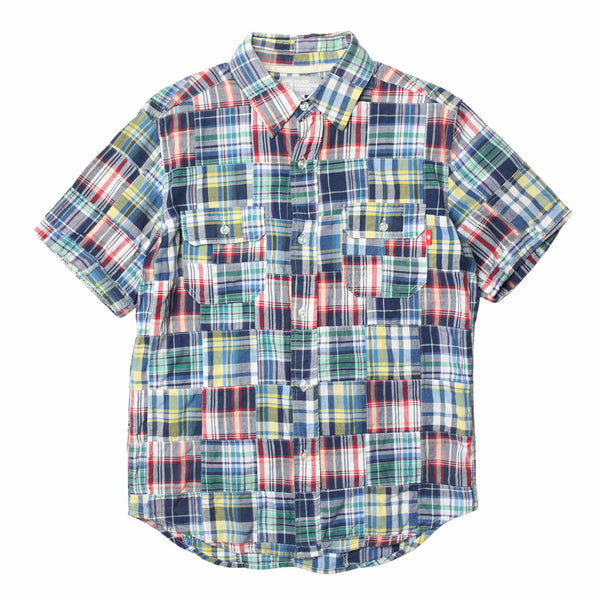 トップス 90s OLD STUSSY putchwork check shirt Vintage Stussy Patchwork Pattern Checkered Flannel Shirt